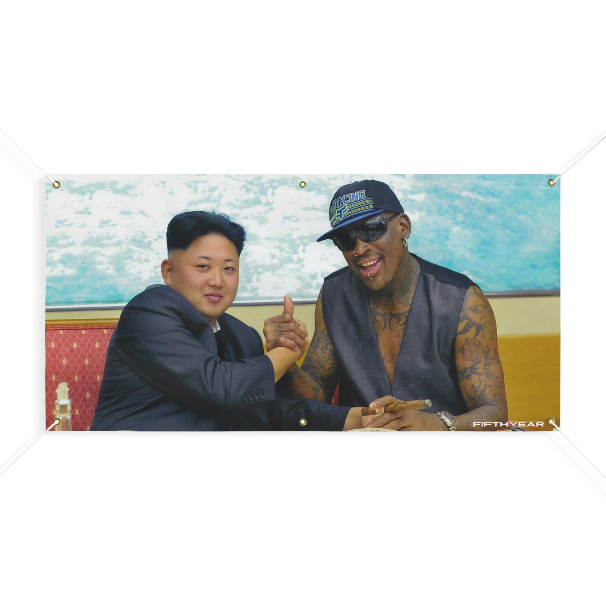 Kim Jong Un and Dennis Rodman - Flag