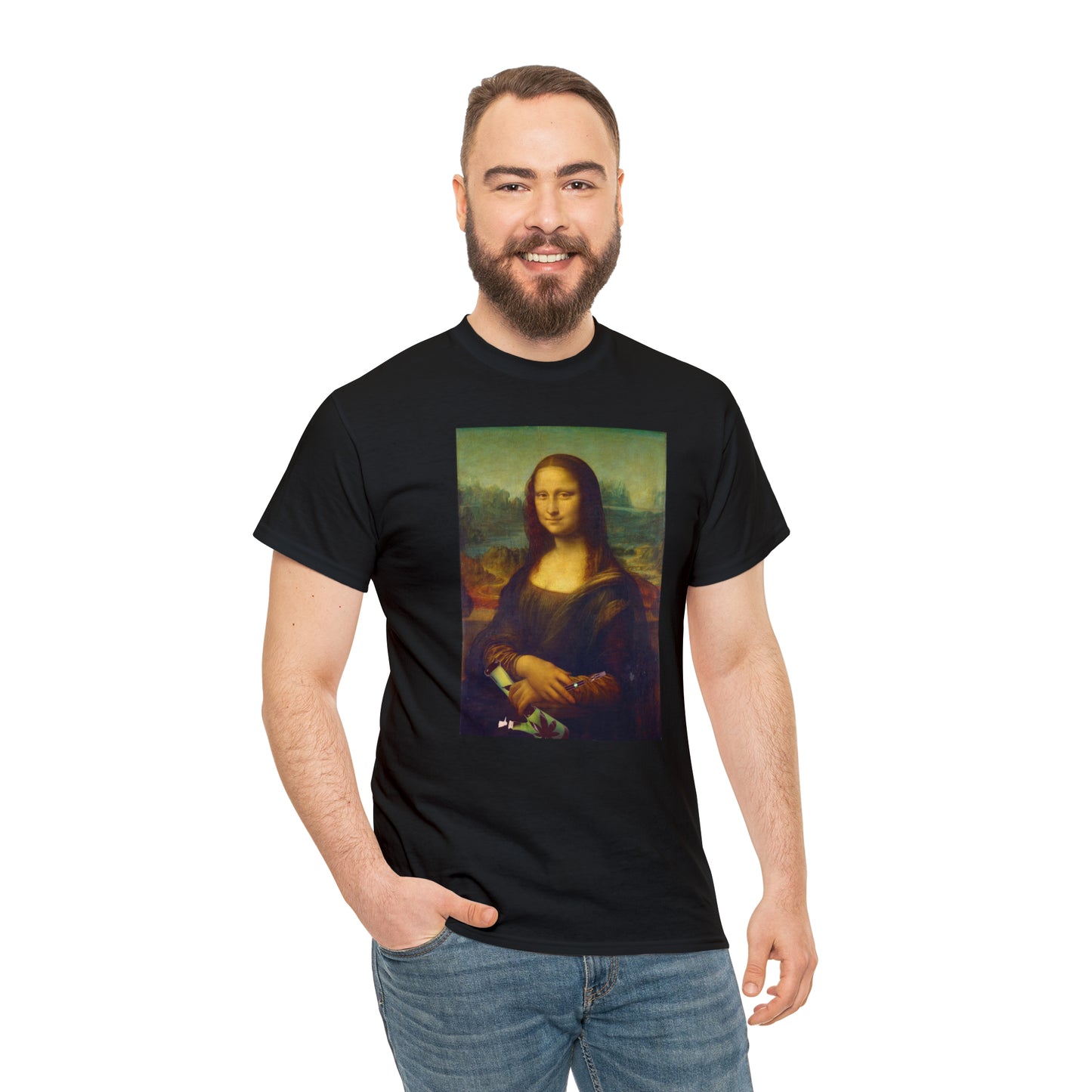 Mona Lisa with Dab Pen and Bong - Unisex Heavy Cotton Tee