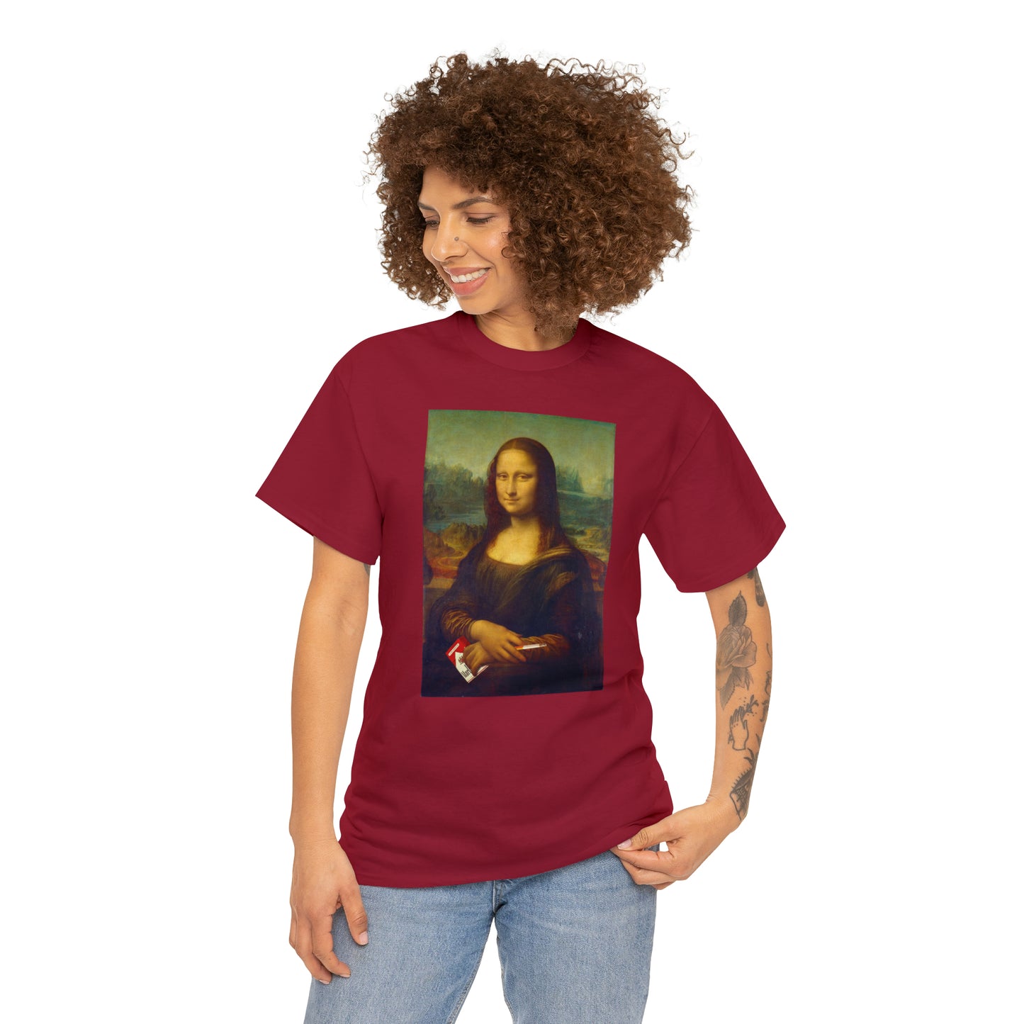 Mona Lisa with cigarettes - Unisex Heavy Cotton Tee