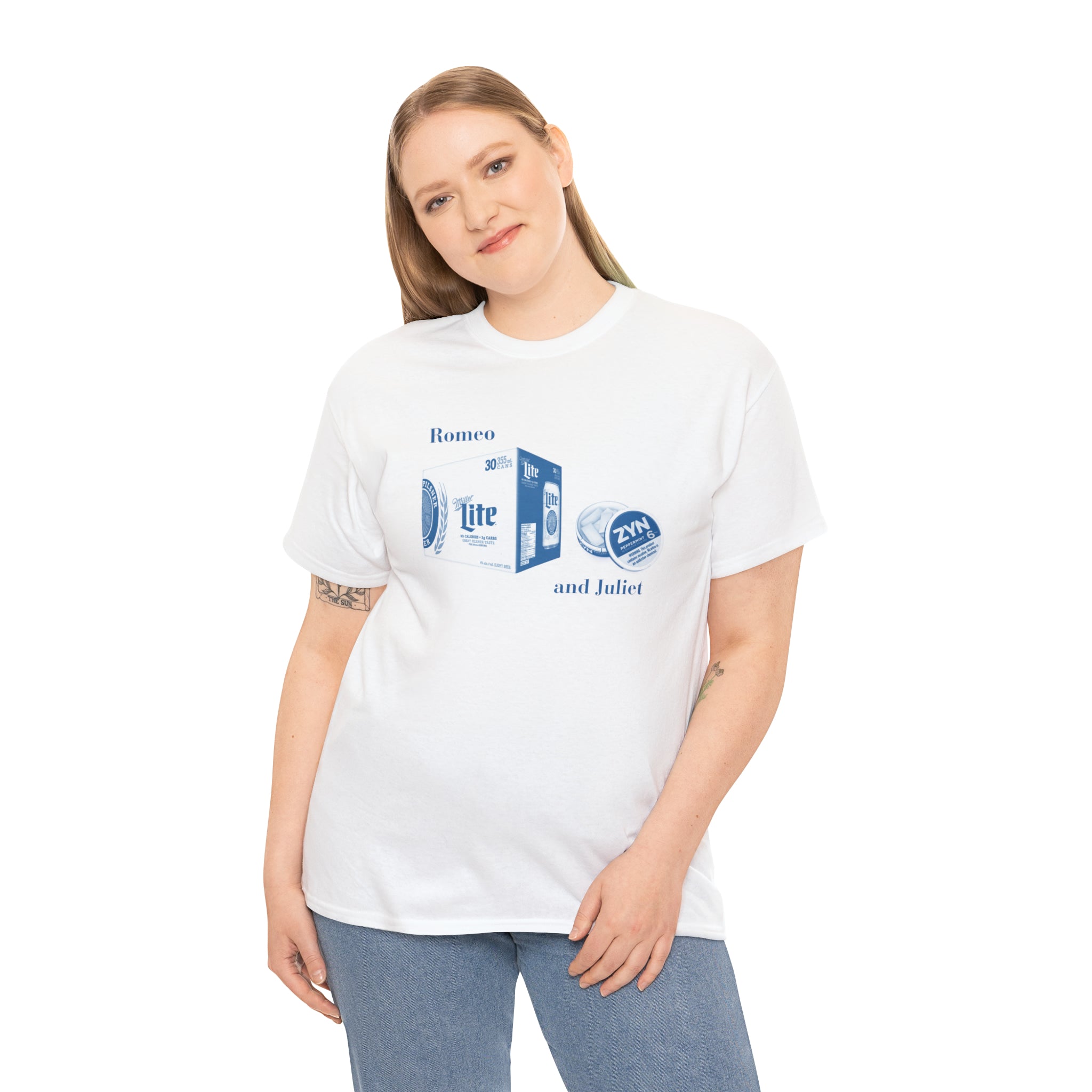 Romeo and Juliet Miller Lite and Zyns - Unisex Heavy Cotton Tee