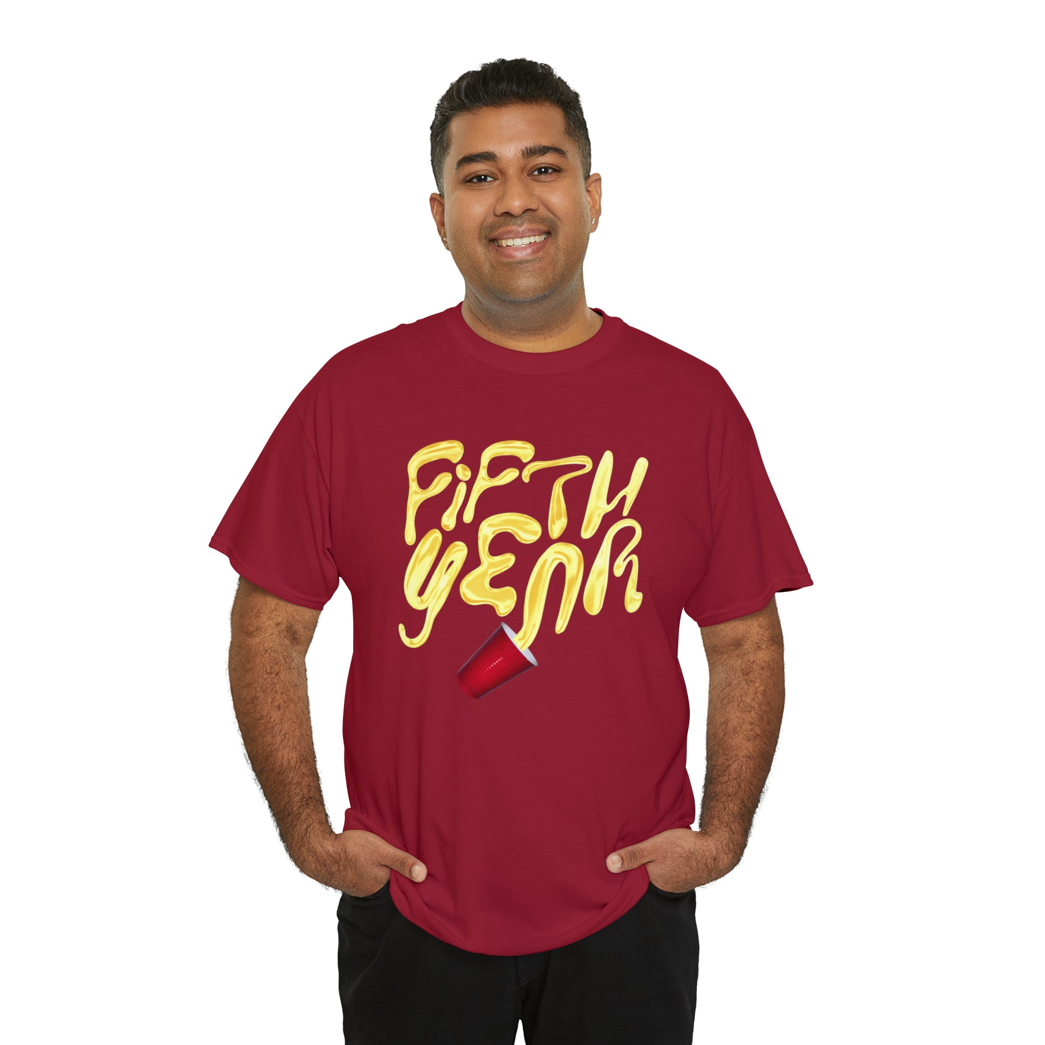 Fifth Year Beer Spill- Unisex Heavy Cotton Tee