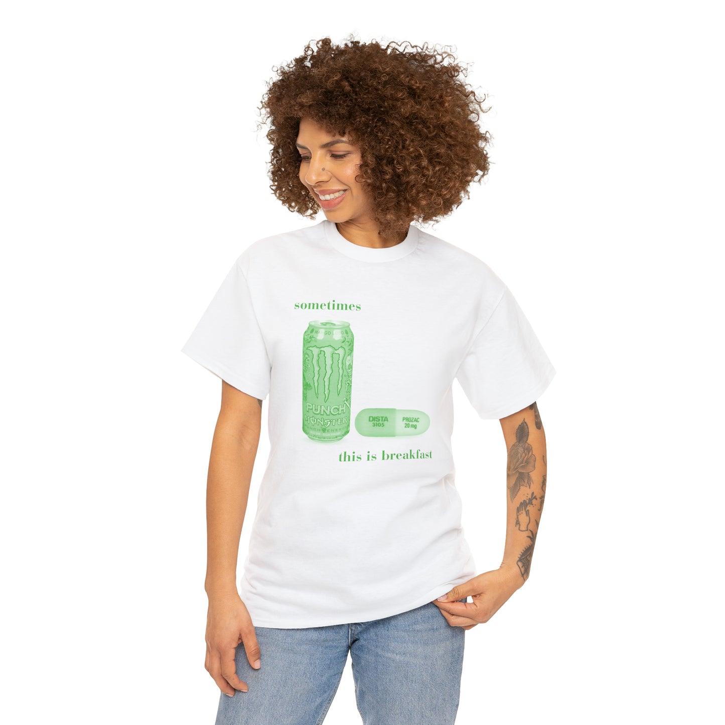 Sometimes this is breakfast Monster and Prozac - Unisex Heavy Cotton Tee