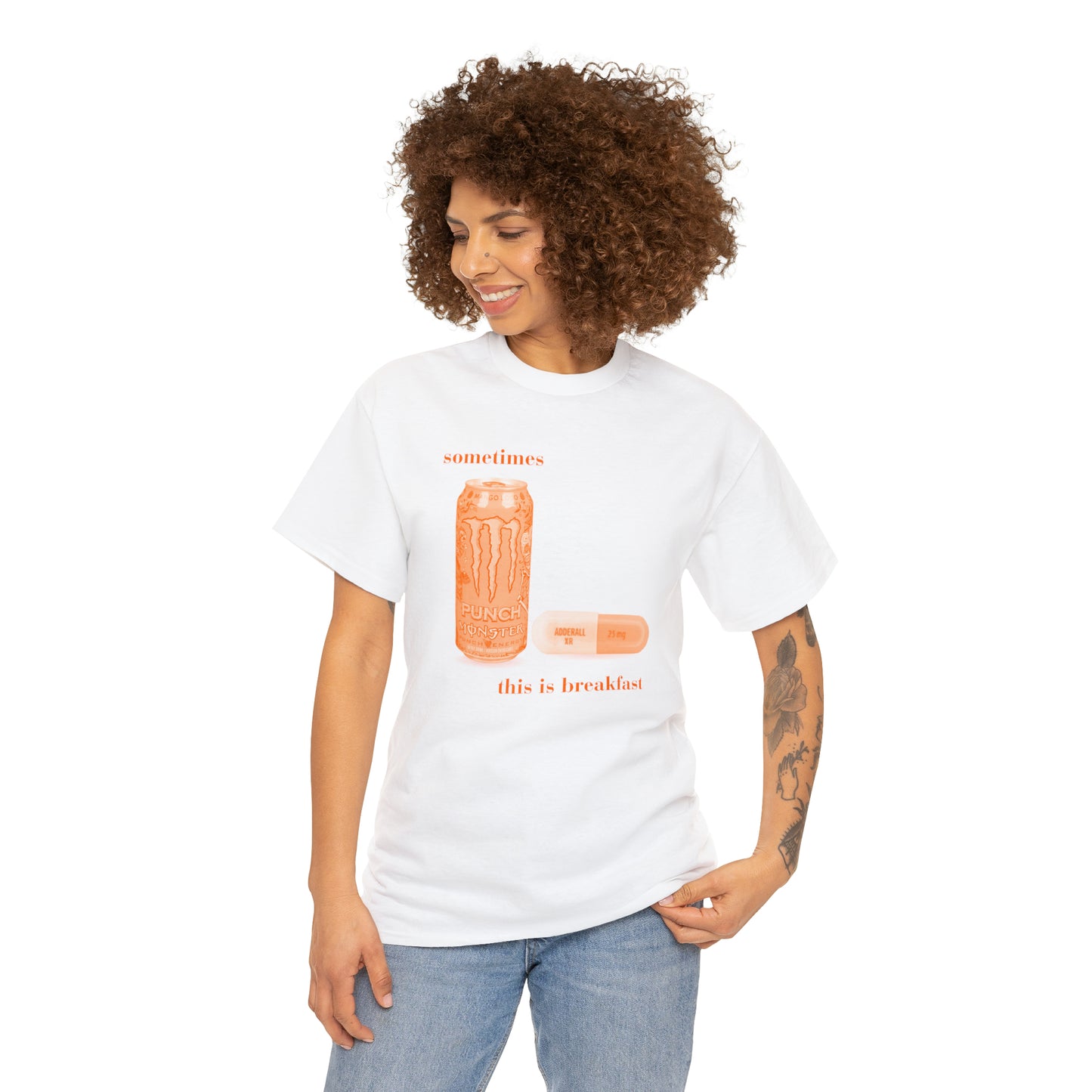 Sometimes this is breakfast Monster and Adderall - Unisex Heavy Cotton Tee