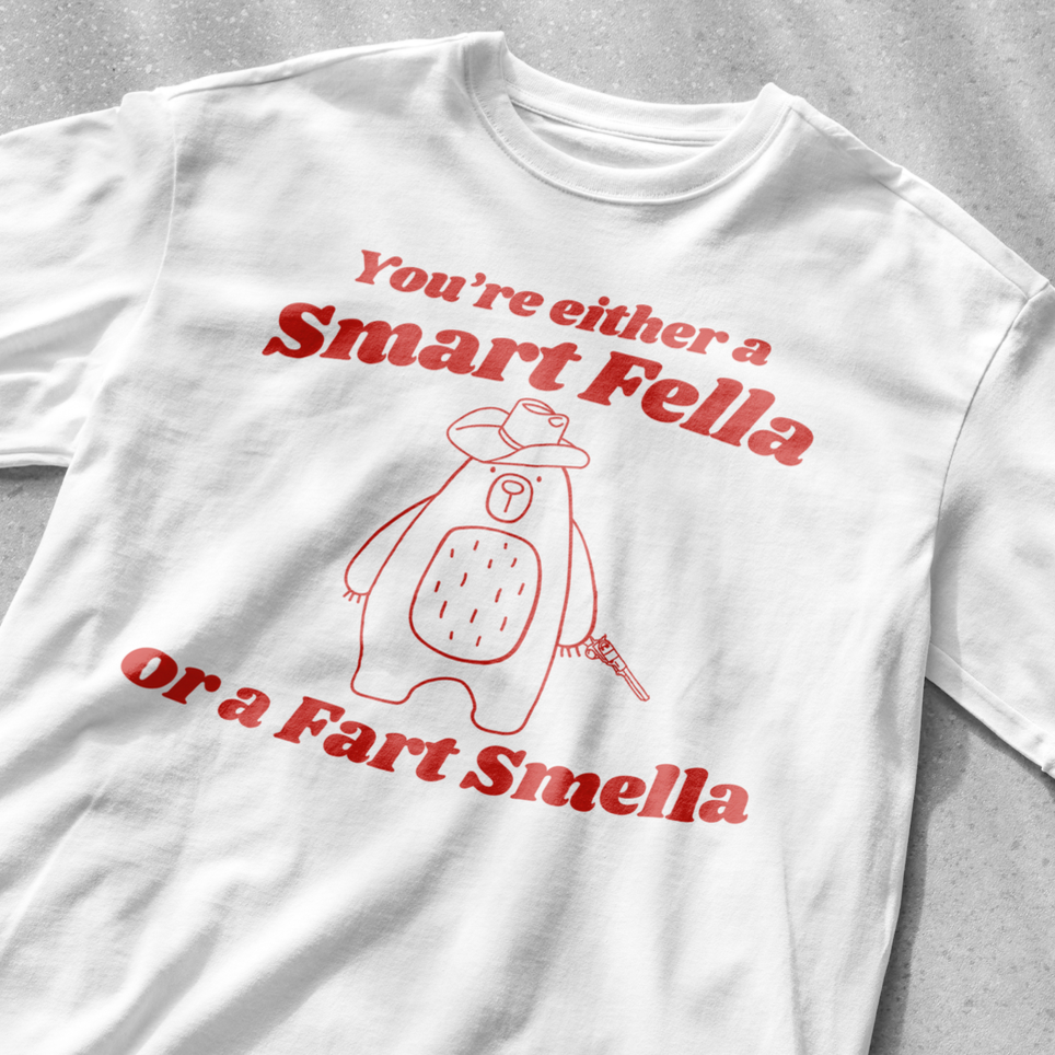 You're either a smart fella or a fart smella shirt | graphic tee | funny shirt | vintage shirt | sarcastic t-shirt retro cartoon tee