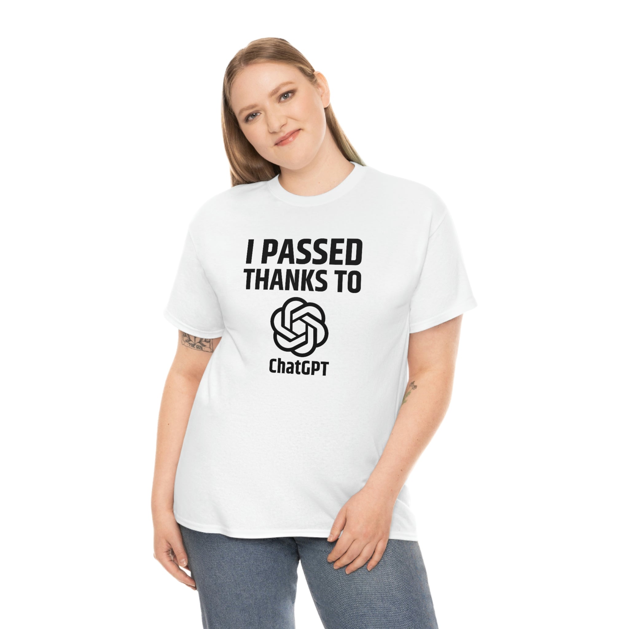 I Passed thanks to ChatGPT - Unisex Heavy Cotton Tee