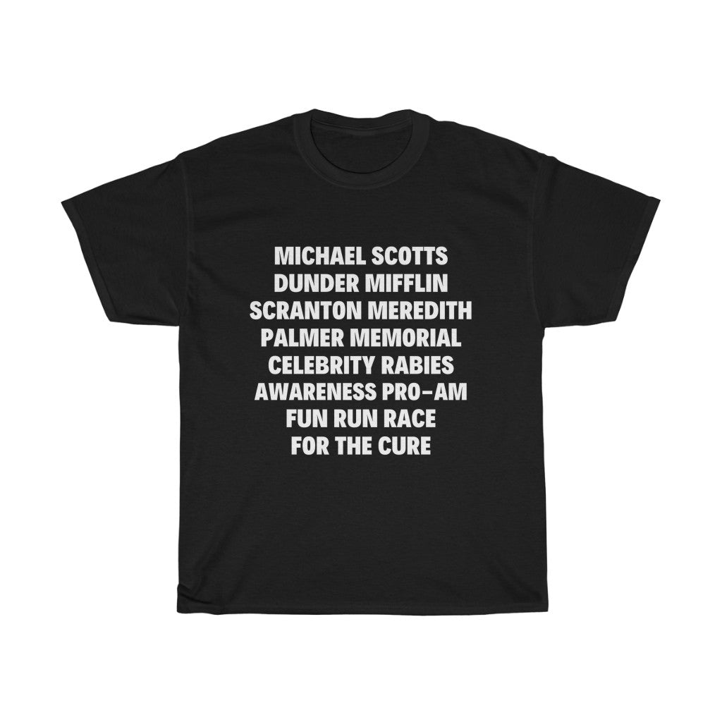 Michael Scotts Rabies Run for the cure - Unisex Heavy Cotton Tee - Black and Blue