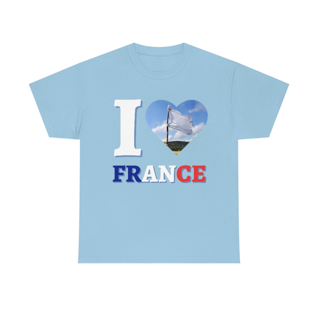 I Love France (White Flag) - Unisex Heavy Cotton Tee - All Colors