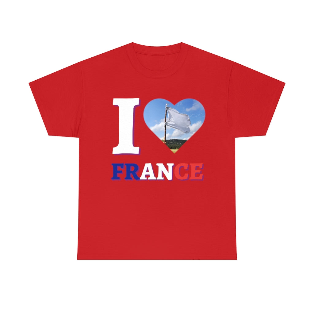 I Love France (White Flag) - Unisex Heavy Cotton Tee - All Colors